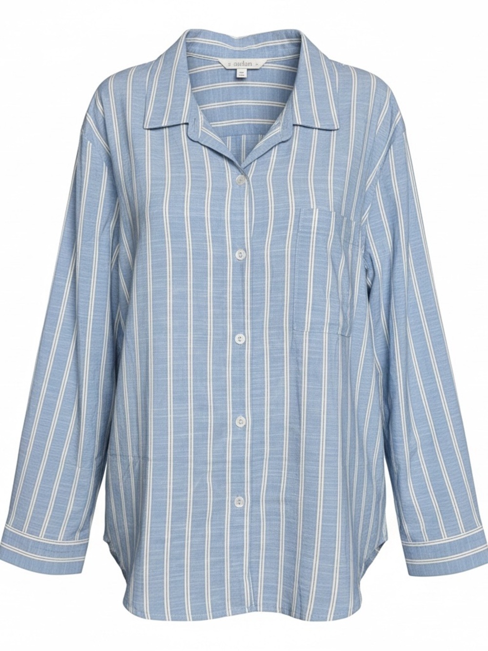 Auden blue/white striped cotton & rayon button-up sleepwear shirt in size 1X